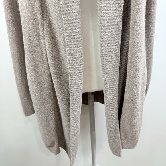 Barefoot Dreams Cozychic Ultra Lite Knit Cardigan XS Tie Back Shawl Collar Taupe - Picture 3 of 13